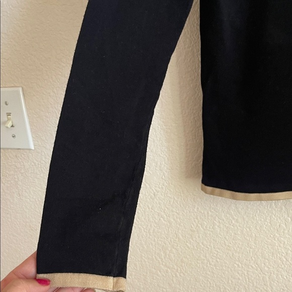 Bellini Black Sweater with Cream Ruffled Trim - Picture 4 of 7